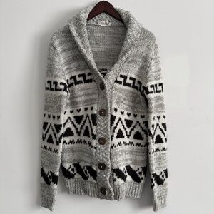 Harlow Cozy Gray and Black Patterned Cardigan